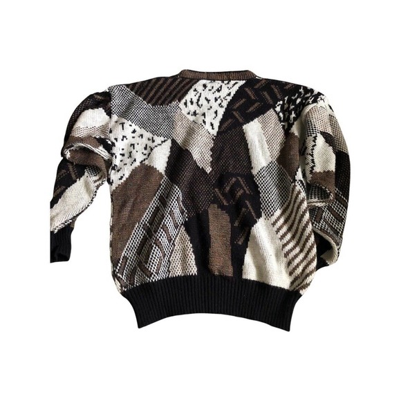 Vintage Uniform Code Geometric Knit Sweater Size S With Leather Patches - Picture 4 of 16